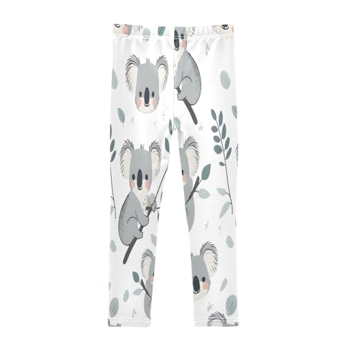 Toddler Girls Leggings Printed Yoga Pants Leggings Leaves Grey Koala for Kids2