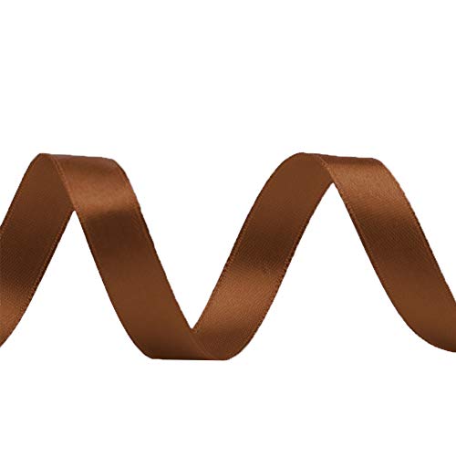 Image of Solid Color Double Faced Brown Satin Ribbon 3 /8 inch X 50 Yards, Ribbons Perfect for Crafts, Wedding Decor, Bow Making, Sewing, Gift Package Wrapping and More