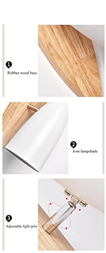 Aplique de pared madera nogal AHLOKI con luz de lectura LED regulable para dormitorio cabecero 8