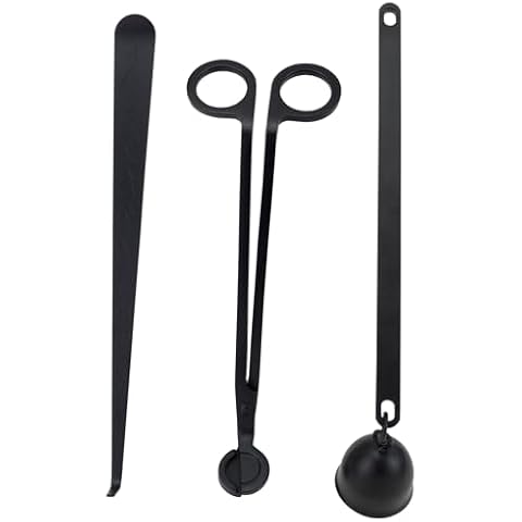 Viscacha 3 in 1 Candle Accessory Set with Candle Wick Trimmer & Wick Dipper & Candle Snuffer Extinguisher, Wick Cutter & Wick Scissor Candle Gift Set for Candle Lovers(Black) Cover