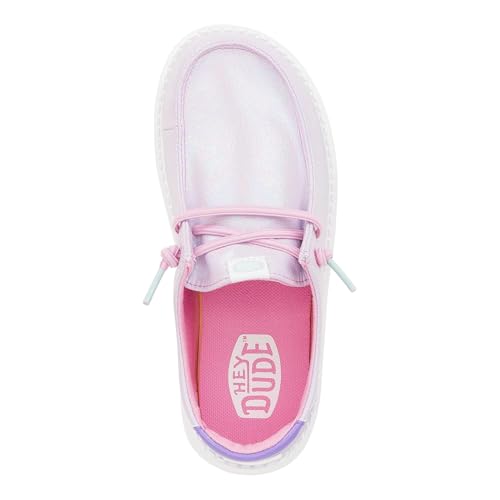 Image of HEYDUDE Kids Wendy Iridescent Sparkle (Little Kid /Big Kid) - Loafers for Kids - Canvas Upper - Cotton Lining