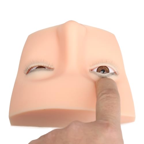 Lash Mannequin Head with Liftable Eyelids - 3D Realistic Silicone Lash Mannequin for Eyelash Extension Training - 4 Upper & 1 Lower Lash Layers (9x12x6.5cm)