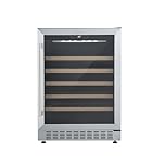 Cookology CWC600SS Freestanding Under Counter Fridge Cabinet 60cm Wine Cooler in Stainless Steel - 54 Bottle & 135 Litre Capacity - Sliding Shelves - Digital Temperature Control - Reversible Door