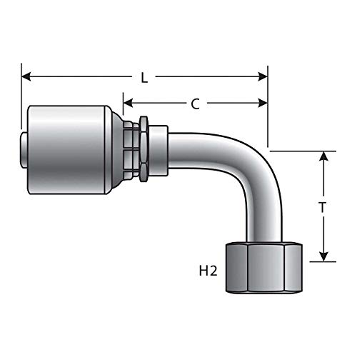 Image of Gates G25205-1212 Female SAE 45 Flare Swivel - 90 Bent Tube (MegaCrimp)