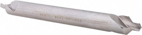 Hertel Combo Drill & Countersink, #6, HSS, 1/2" Body Diameter, 7/32" Point Diameter, Bright Polished Finish, 118° Angle, 5" Overall Length