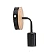INJUICY Vintage Led Wall Lamps, Minimaslist E27 Wall Sconces with Wooden & Matel Base for Living Room, Bedrooms, Bedside(Black)