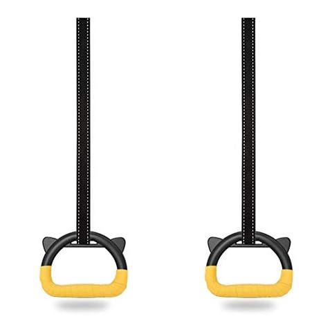 RecoverLOVE Children Trapeze Bar Pull Up Gym Rings, Kids Playground Home Exercise Gym Rings with Straps Gymnastic Rings Home Gym Set Climbing Monkey Rings for Kids Backyard Cover