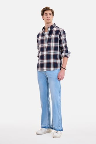 Image of SNITCH Men Casual Shirt | Regular Fit Full Sleeve Spread Collar Plaid Checks Style | 100% Cotton Twill & Breathable Fabric, Social Outings & Office