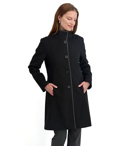 Amazon.com: TAHARI Women's Slim Fit Wool Blend Walker Coat with PU