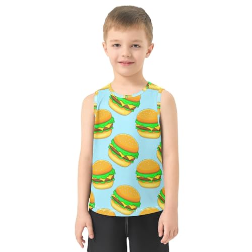 J JOYSAY Cartoon Burger Food Boys Tank Top Sleeveless Muscle Shirts Quick Dry Kids T-Shirts 3-15T2