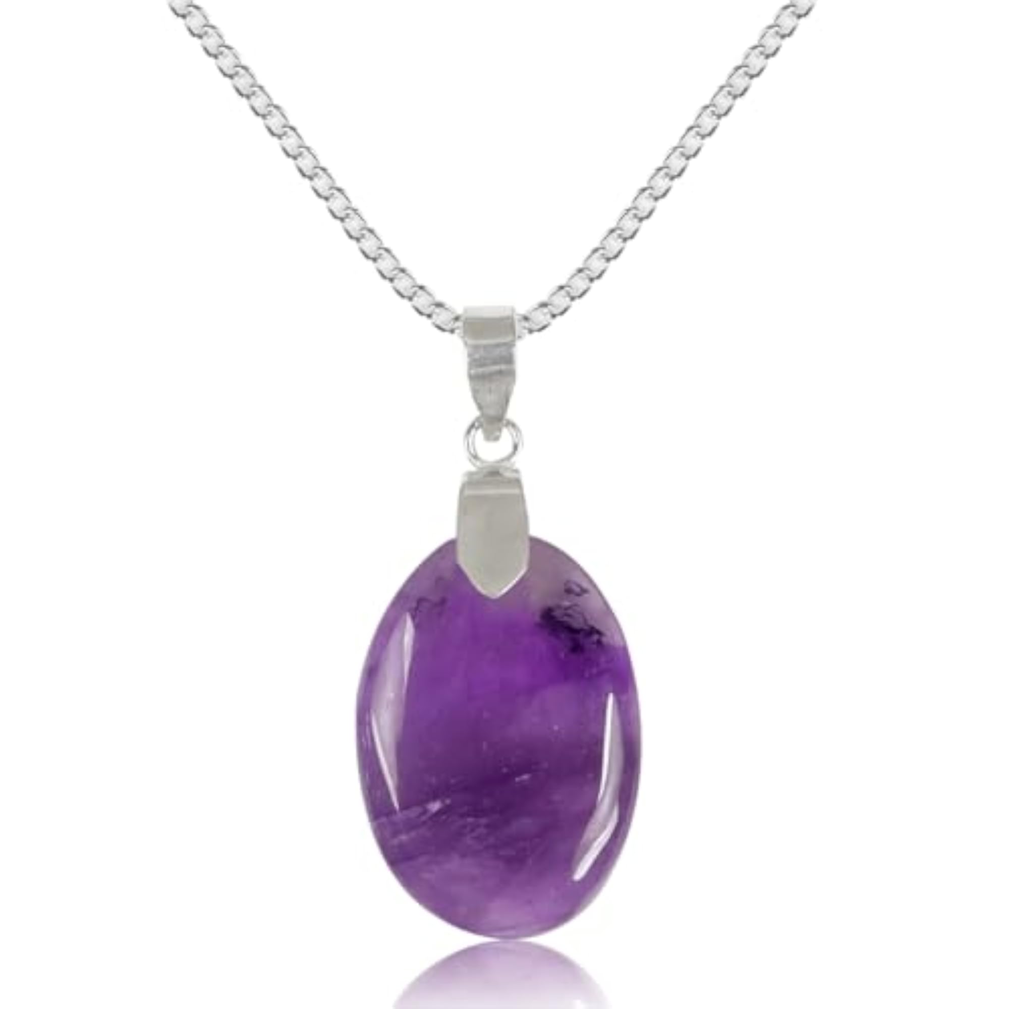 Natural AAA Amethyst Pendant with Metal Chain
