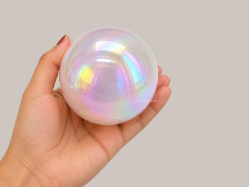 Image of Certified Angel Aura Quartz Crystal Ball for Meditation - Premium Crystal Vastu Items for Home and Feng Shui Items for Good Luck - Ideal for Pooja Supplies and Spiritual Practices (3 inch Inch)