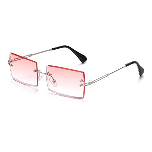 Rimless Sunglasses Small Rectangle Sun Glasses Traveling Style UV400 Shades Eyewear Accessories