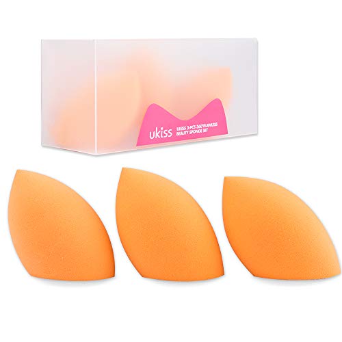 UKISS 3-PCS 360°Flawless Beauty Sponge Blender Set for Foundation, cream,powder or  Liquid Application -Latex Free & Special VE Material - Beauty Sponge Innovation -Beveling shape