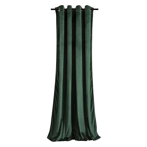 KOMA Rideau à Oeillets en Velours occultant Vert Bouteille 140x250 cm
