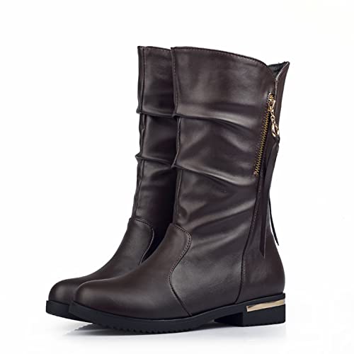 Bottes courtes en cuir à talons bas pour femme en grande taille