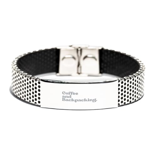 Backpacking Backpacker Bracelet, Gifts, Stainless Steel Bracelet, Christmas, Stocking Stuffer