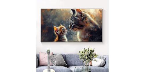 Broderie Diamant Maman Chaton XL | Kit Complet 5D Rond 100x200cm pour Adultes et Enfants DIY C-440 - 3