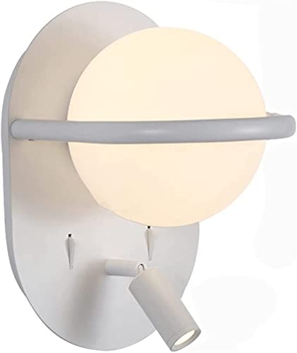 Lámpara de Pared Moderna con Bola de Cristal, luz de Lectura Ajustable para Interiores, Aplique LED con Doble Interruptor, Foco Giratorio para Dormitorio, Sala de Estar, Hotel, luz