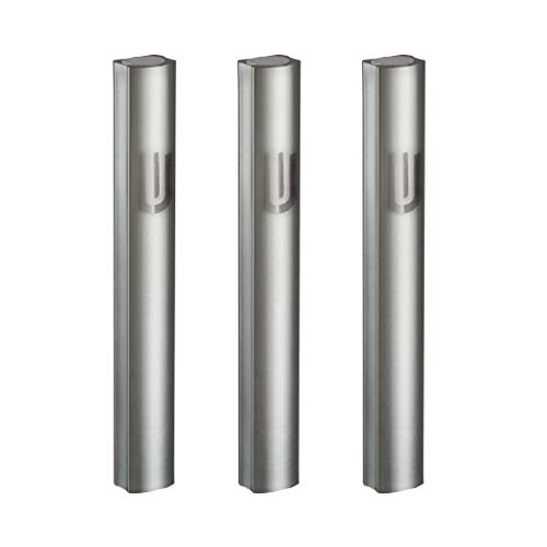 MASORET 3-Piece Aluminum Door Mezuzah Cases: Special Profile, No Holes, 4-Inch 10cm Hebrew Parchment Scroll Holder Boxes