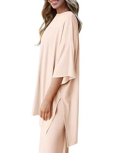 Image of TYSORT Women Casual Summer co ords Set Track Suit Oversized Top Baggy Pant,Top and Pajama Set