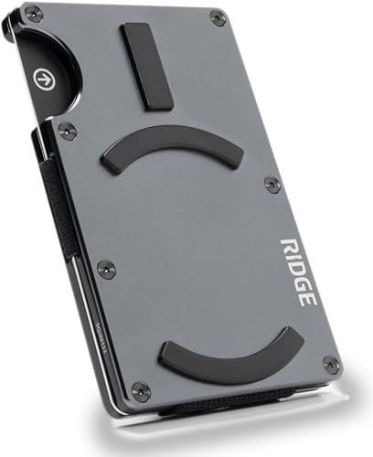 Ridge Wallets for Men Magsafe - Slim Minimalist Compact Wallet and Card Holder, RFID Protected Front Pocket Wallets for Men with Integrated Cash Strap (Gunmetal)