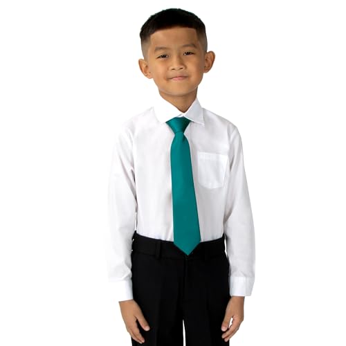 Spring Notion Boys' Satin Zipper Necktie Teal Small3