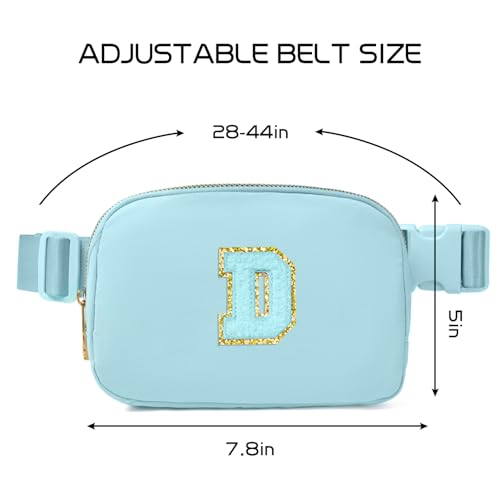Image of Gitus Gifts for 8 9 10 11 12 Year Old Girls Belt Bag Fanny Pack Crossbody Bags with Initial Letter Patch Cute Stuff Birthday Gifts for Teen Girls Women Personalized Trend Stuff (Icing Blue-D)