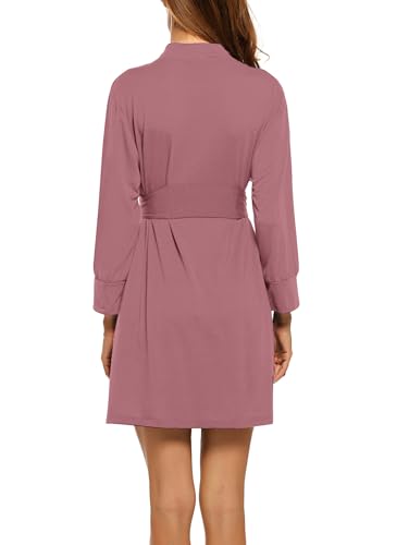 Image of HOTOUCH Womens Robe Lightweight Short Knit Bathrobe Soft Ladies Sleepwear with Pockets