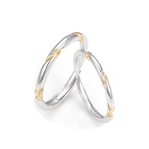 Bague de promesse couple en argent 925 pour unir deux cœurs