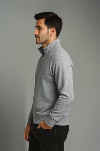 Image of Half Zipper Solid Sweatshirt for Men