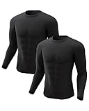 CL convallaria 2 or 4 Pack Mens Thermal Underwear Shirt Fleece Lined Long Johns Base Layer Tops Cold Weather Athletic Sport Gear 2pc Black-Black M