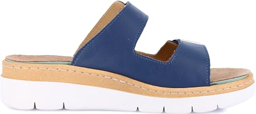 Image of GRUNLAND Women Moll Comfort Slipper with Double Adjustable Buckle, Removable Drysoft Leather Insole, Molded Sole and 4cm Wedge Heel, Einheitsgrosse Weit
