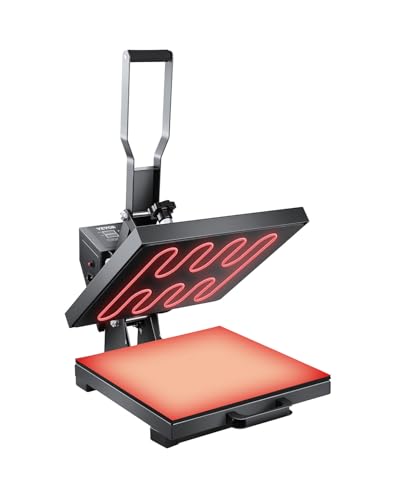 VEVOR Heat Press, 15 x 15 inch Heat Press Machine for T-Shirts, Fast and Even Heating, Easy to Use, High Pressure for Digital Industrial-Quality Sublimation Printer for Transfer Vinyl, T-Shirt, Black