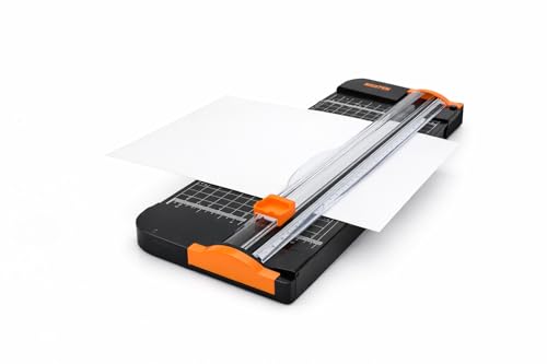 Guillotina de papel A4 con regla lateral extensible, corte deslizante y guías milimetradas, cortadora de papel para casa y oficina, corte preciso y seguridad.