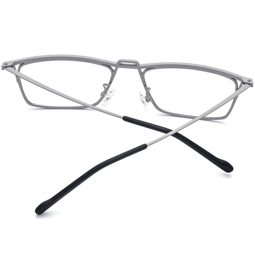 Image of FONEX Pure Titanium Glasses Frame Men Square Magnet Clip On Eyeglasses with Polarized Lens