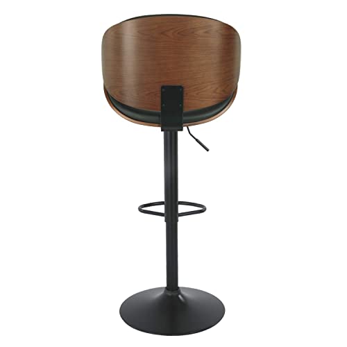 Signature Design By Ashley Bellatier Mid-Century Modern 34" Adjustable Height Curved Bar Stool, Brown & Black #TOP7