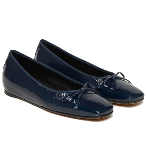 SHODENSE Women Flats Shoes Bow Square Closed Toe Ballet Flats Slip On Metallic Flat Shoe Matte Patent Leather Snakeskin Low Hidden Wedge Heel Office Work Shoes Driving Flats Church Club Fall 4-11 M US2