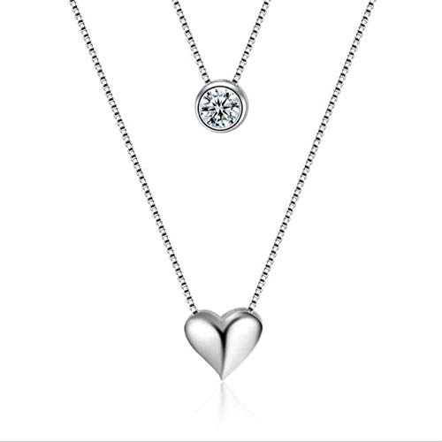 Collier cœur argent 925 double couche en zircone cubique le cadeau idéal pour femme