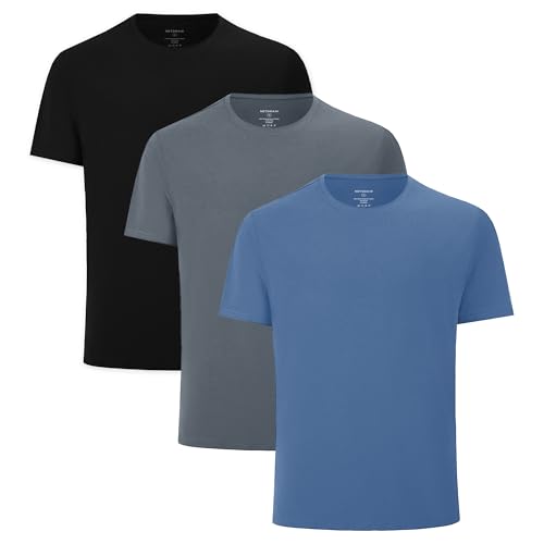 netdraw Men's Ultra-Soft Viscose Bamboo Cotton T-Shirt, Crew Neck Short Sleeve Casual Lounge Dressy Undershirt Tee