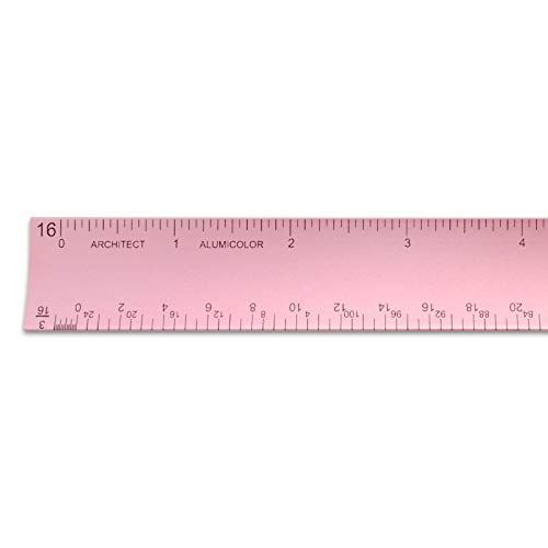 Image of Alumicolor Aluminum Architect Hollow Scale for School, Office, Art and Drafting, 12IN, Pink