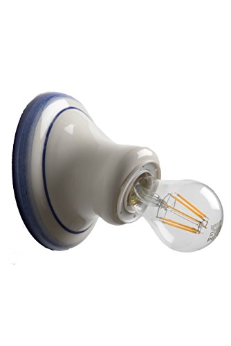 VANNI LAMPADARI - Applique da Parete Interno Petunia - Lampada da Parete in Ceramica Decorata a Mano - Applique Camera da Letto - Bagno - Cucina – Soggiorno, Blu