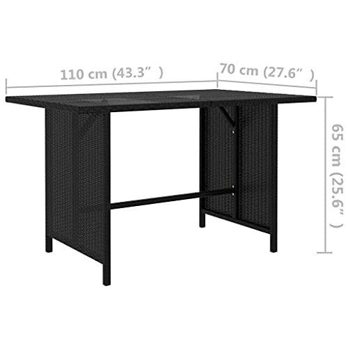 vidaXL Garten Esstisch Gartentisch Terrassentisch Tisch Gartenmöbel Balkontisch Outdoor Schwarz 110x70x65cm Poly Rattan… – Bild 5