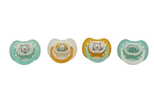 Image of Disney Cudlie Winnie The Pooh Baby 4 Pack of Pacifiers
