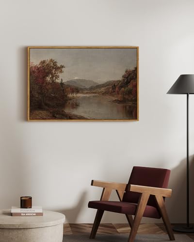 Image of ARPEOTCY Vintage Framed Canvas Wall Art, 24x36 Inch, Fall Landscape Large Wall Decor for Living Room, Vintage Scenery Painting for Bedroom, Framed Art Prints, for Office