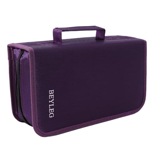 BEYLEG 128 Capacity DVD Holders Storage Cases,CD DVD VCD case,CD DVD Wallet Blu-ray Media Case Storage Holder Organizer Wallet (Purple)