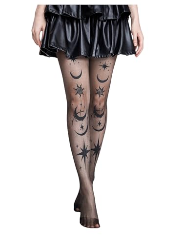 SHENHE Women's Sheer Patterned Tights Fairycore Grunge Ultra Thin Stockings Pantyhose