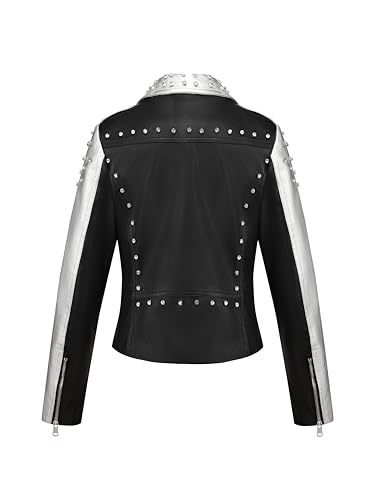 Bellivera Women's faux leather Motorcycle Jacket Zip up stand with Pockets2