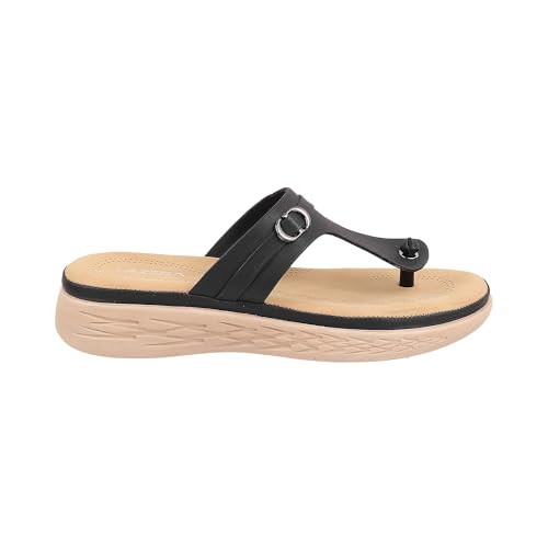 Image of Lazera Womens Ultimate Comfort Flat Casual Chappal Black