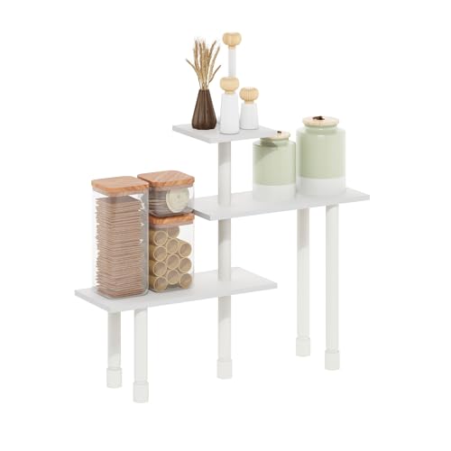 Image of Furinno Turn-N-Tube Kitchen Countertop Organizer, 3-Tier Corner Countertop Organizer Shelf, Corner Shelf, for Kitchen, Pantry, Organizers and Storage, White